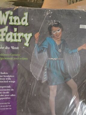 Wind Fairy Kids Costume - Dress with Wings & Star Headpiece, Large 12-14, NIP, D